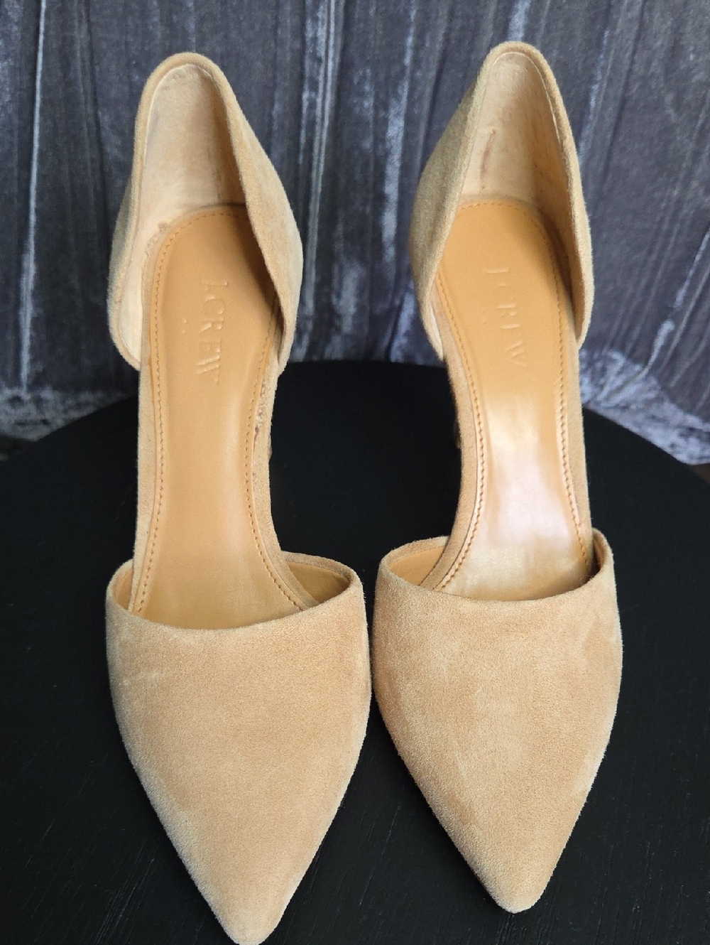 J. Crew Women's Tan Suede D'Orsay Pointed-Toe Heels